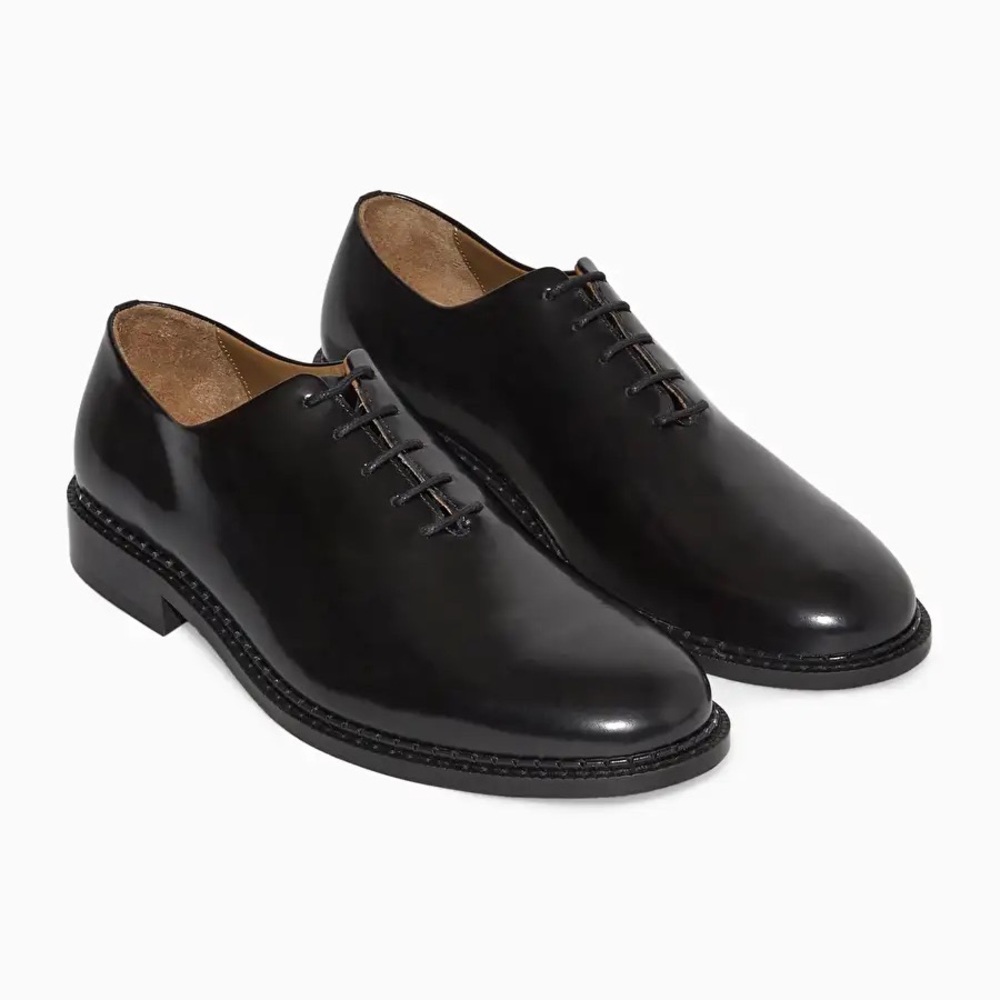 COS Women's Black Round-toe Leather Oxford US 8